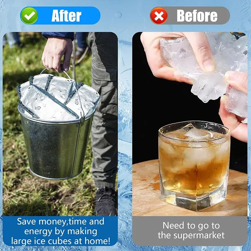 2pcs Large Capacity Ice Cube Tray Mold Rectangle Silicone Ice Grid Maker view 9