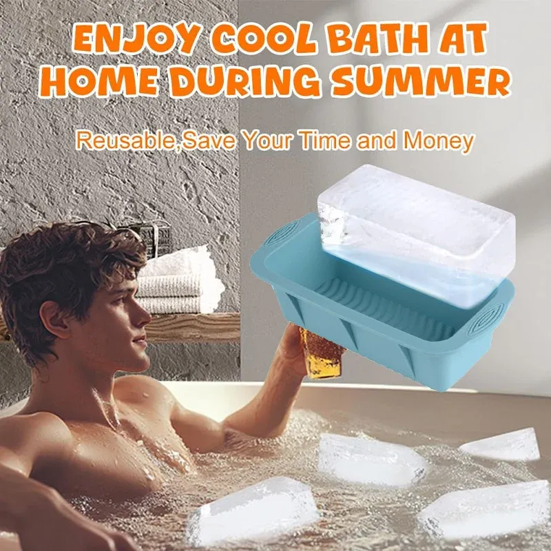 2pcs Large Capacity Ice Cube Tray Mold Rectangle Silicone Ice Grid Maker view 11