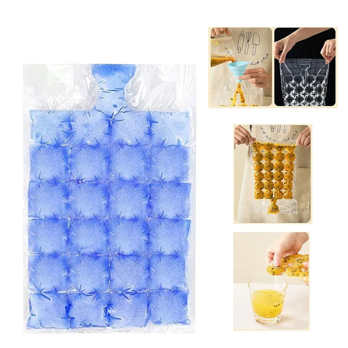 Disposable Ice Pack Bag 100PCS Water Injection Ice Cube Mold Tear Ice Grid view 6