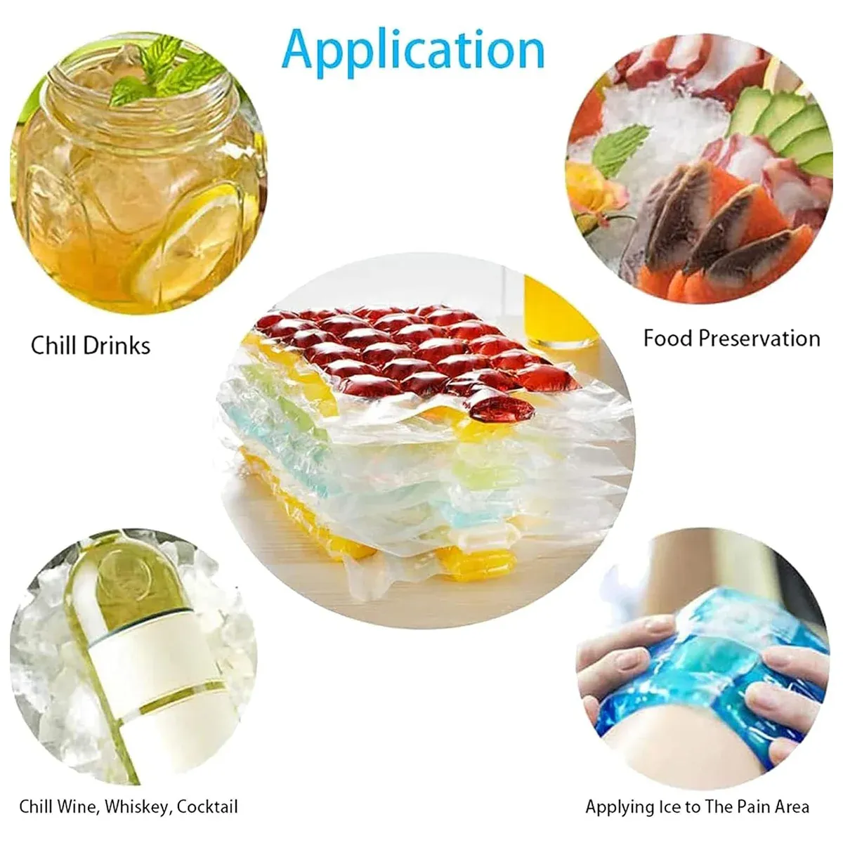 Disposable Ice Pack Bag 100PCS Water Injection Ice Cube Mold Tear Ice Grid view 10