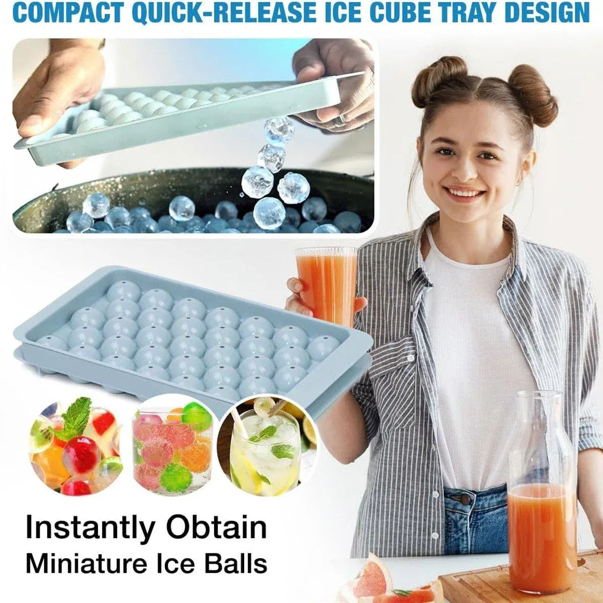 3 Layer Ice Cube Tray Mold Home Ice Compartment Press for Freezer Storage view 4