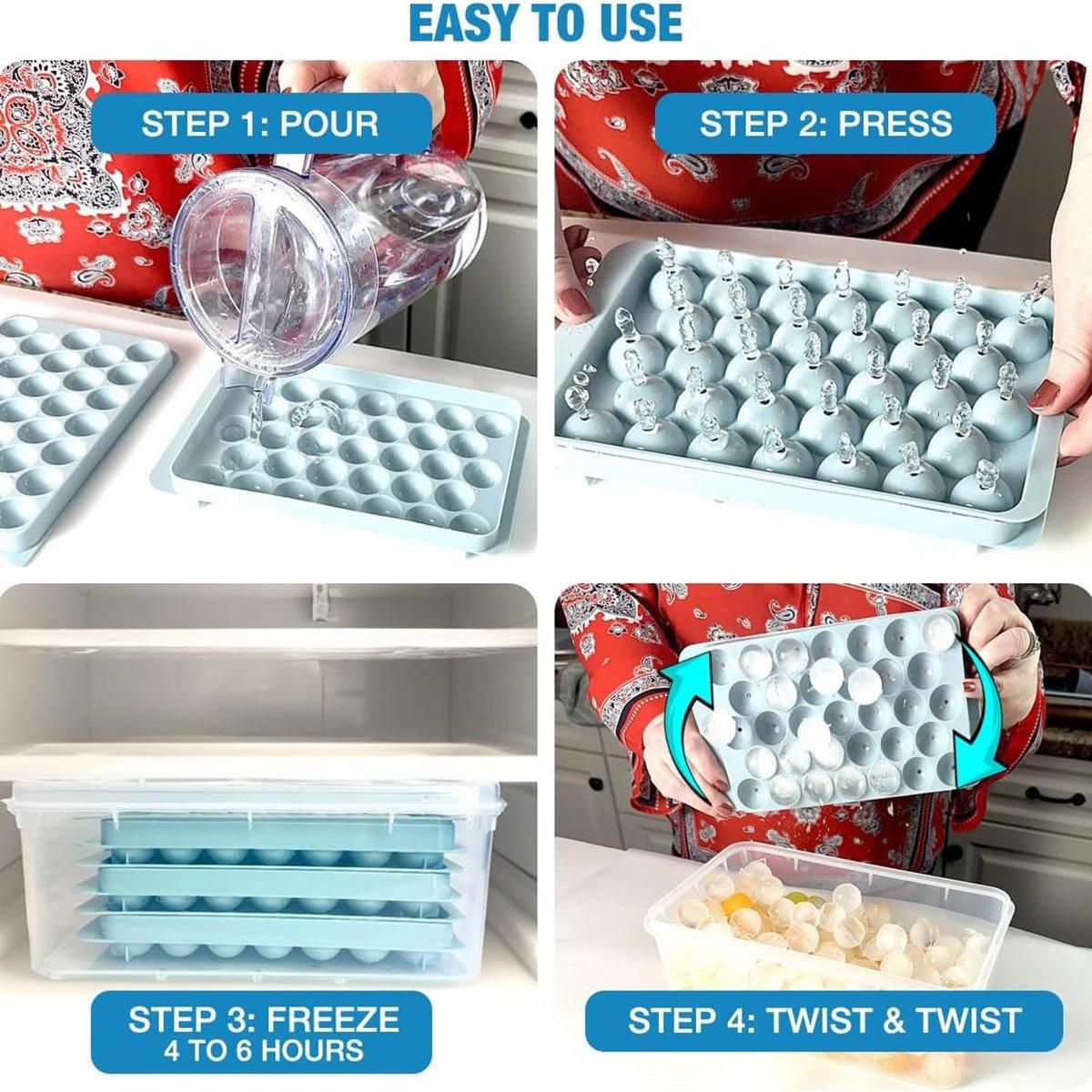 3 Layer Ice Cube Tray Mold Home Ice Compartment Press for Freezer Storage view 6