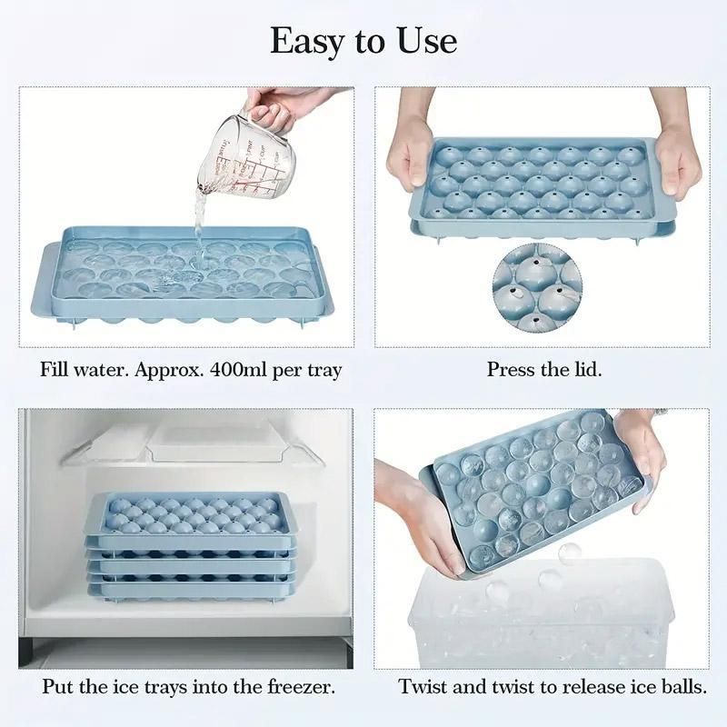 3 Layer Ice Cube Tray Mold Home Ice Compartment Press for Freezer Storage view 13