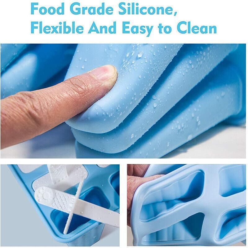 Silicone Ice Cream Mould Block Frozen Molds Icy Pole Jelly Popsicle - Pink-6Grid view 4
