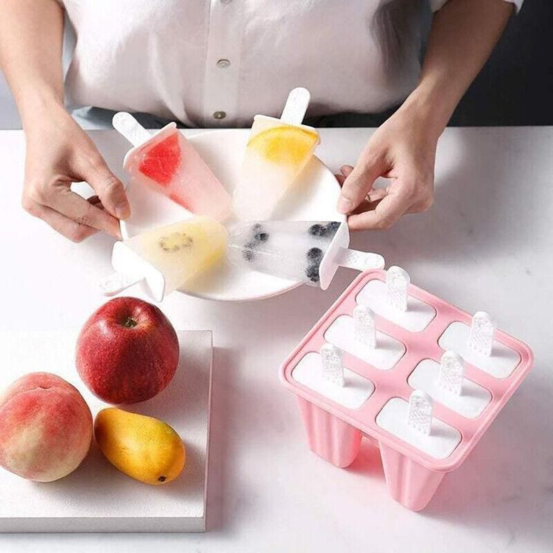 Silicone Ice Cream Mould Block Frozen Molds Icy Pole Jelly Popsicle - Pink-6Grid view 13