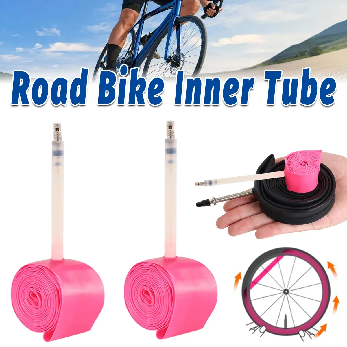Road Mountain Bike Inner Tubes Butyl Bicycle Inner Tubes for Repair — image 1