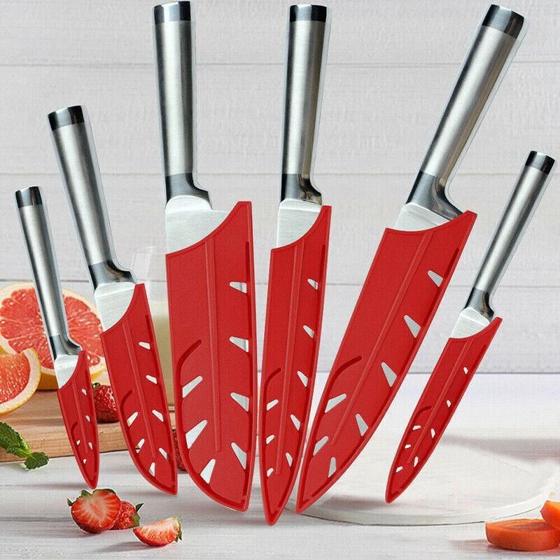 Plastic Knife Sheath Edge Guard Cover Scabbard Slicing Blade Red Protector view 11