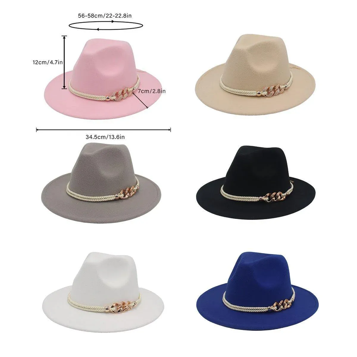 Jazz Hat Autumn Winter Retro Large Brim Hat for Men and Women Stylish Headwear view 4