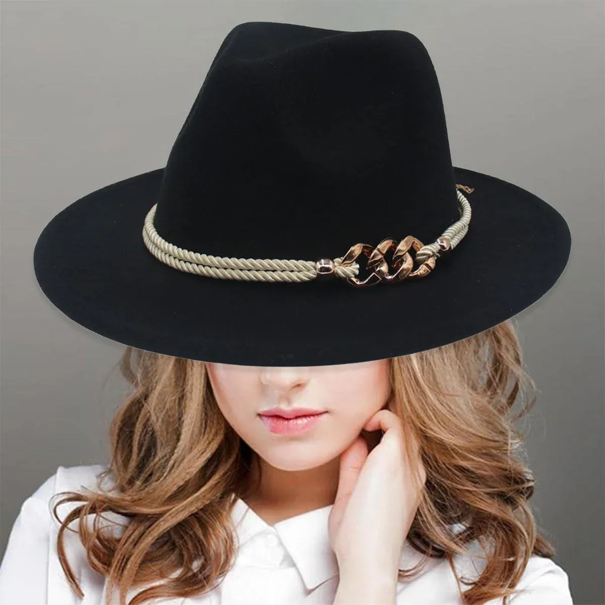 Jazz Hat Autumn Winter Retro Large Brim Hat for Men and Women Stylish Headwear view 6