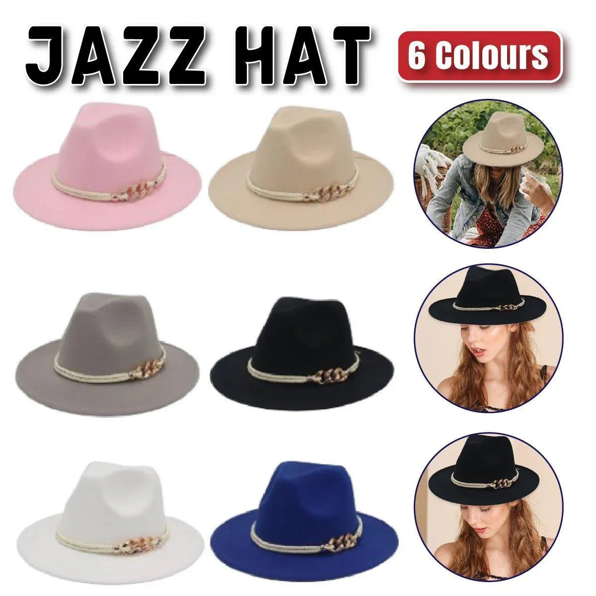 Jazz Hat Autumn Winter Retro Large Brim Hat for Men and Women Stylish Headwear view 13