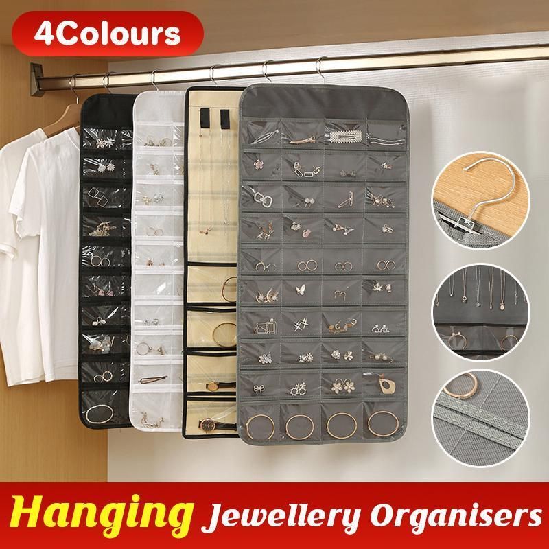 80 Pockets Jewelry Hanging Storage Organizer Holder Earring Display Pouch Bag view 2