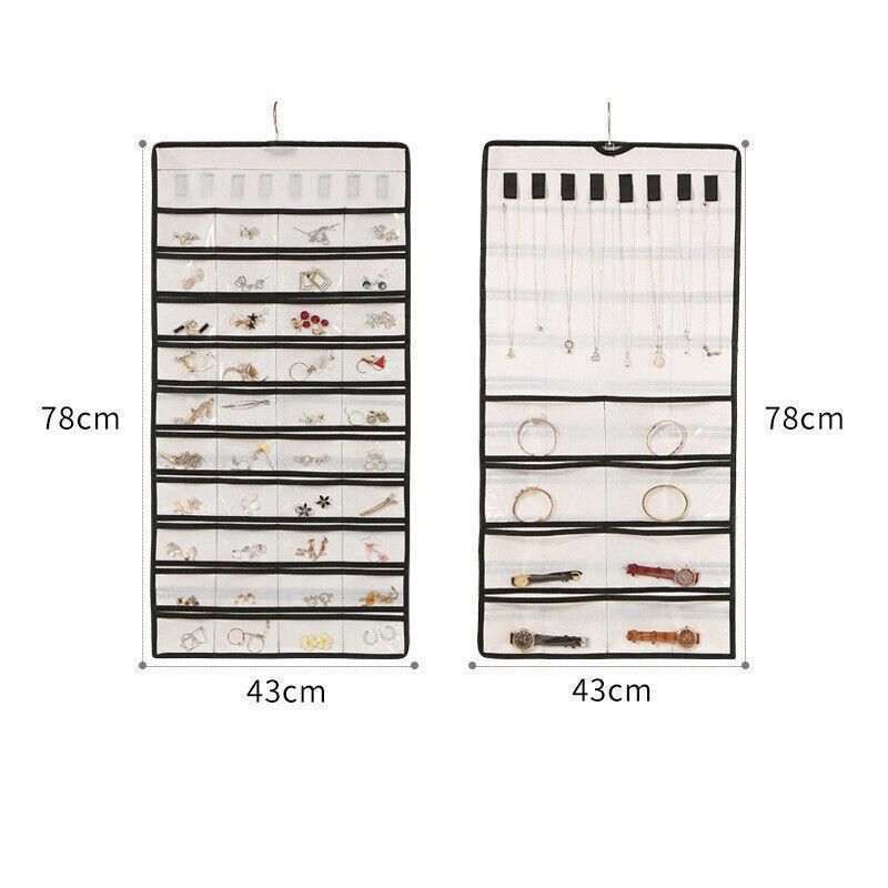 80 Pockets Jewelry Hanging Storage Organizer Holder Earring Display Pouch Bag view 4