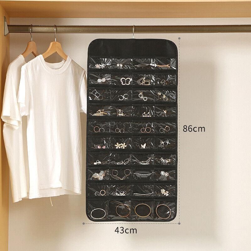 80 Pockets Jewelry Hanging Storage Organizer Holder Earring Display Pouch Bag view 5