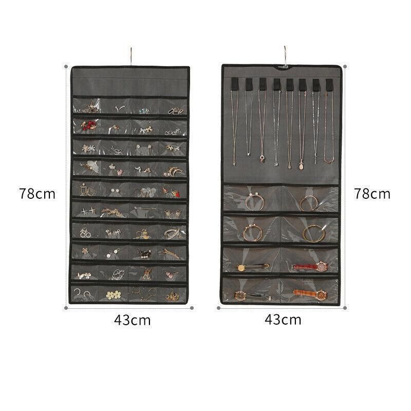 80 Pockets Jewelry Hanging Storage Organizer Holder Earring Display Pouch Bag view 7