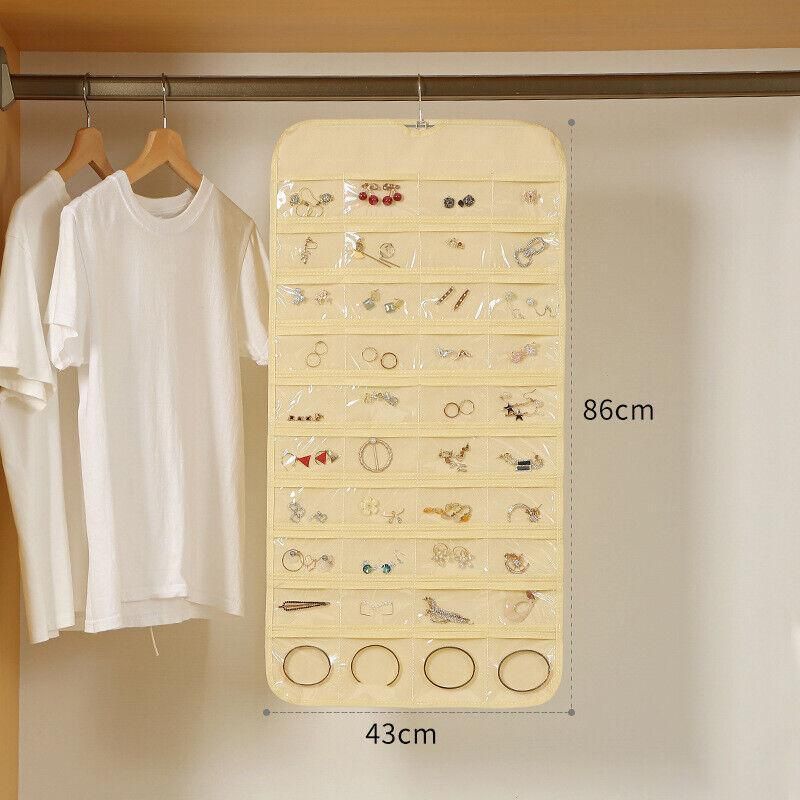 80 Pockets Jewelry Hanging Storage Organizer Holder Earring Display Pouch Bag view 12