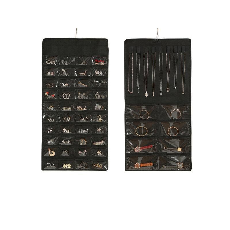 80 Pockets Jewelry Hanging Storage Organizer Holder Earring Display Pouch Bag view 13