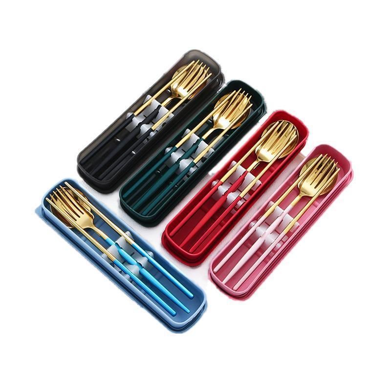 5PC Stainless Steel Portable Cutlery Set - Fork Spoon for Travel & Picnic - Blue view 3