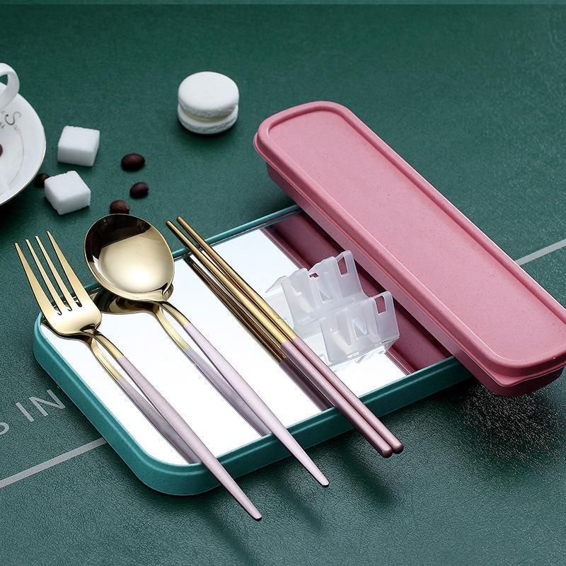 5PC Stainless Steel Portable Cutlery Set - Fork Spoon for Travel & Picnic - Blue view 5
