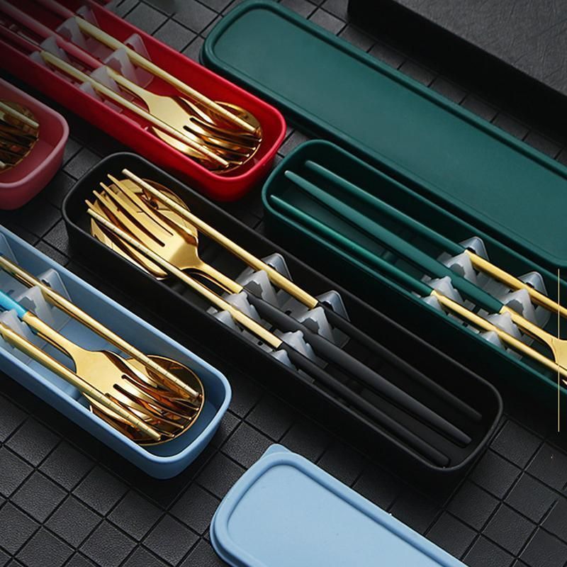 5PC Stainless Steel Portable Cutlery Set - Fork Spoon for Travel & Picnic - Blue view 6