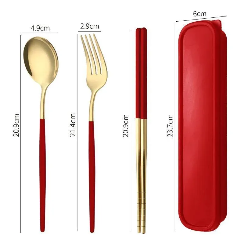 5PC Stainless Steel Portable Cutlery Set - Fork Spoon for Travel & Picnic - Blue view 12