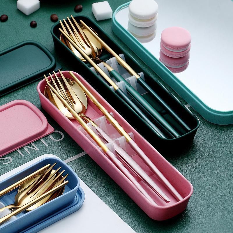 5PC Stainless Steel Portable Cutlery Set - Fork Spoon for Travel & Picnic - Blue view 14