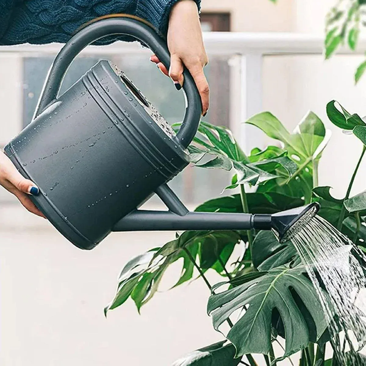3L Gray Retro Watering Can Long Spout Large Capacity Shower Kettle for Garden view 9