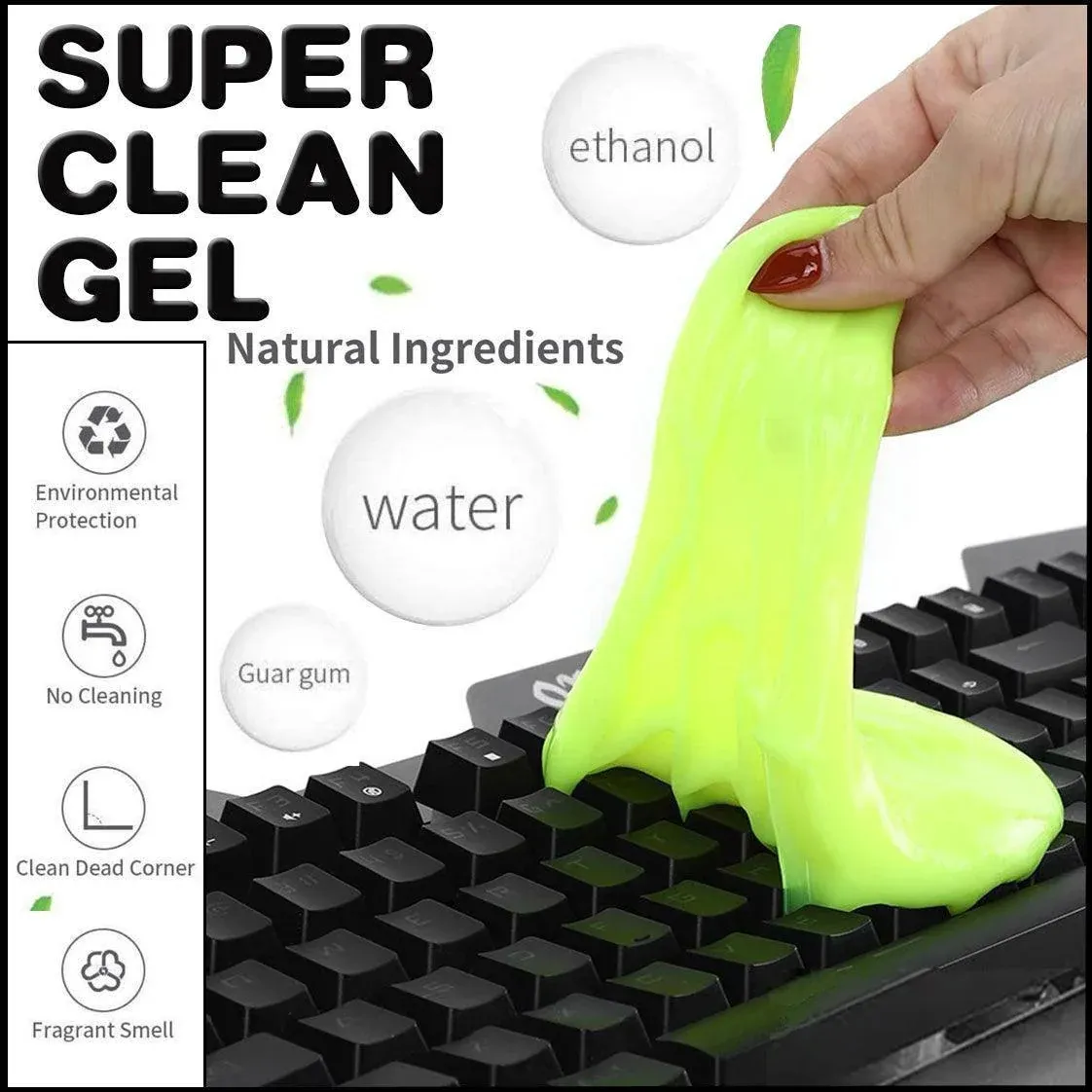 Dust Dirt Cleaning Super Clean Car Laptop Keyboard Home Cleaner - Green view 2