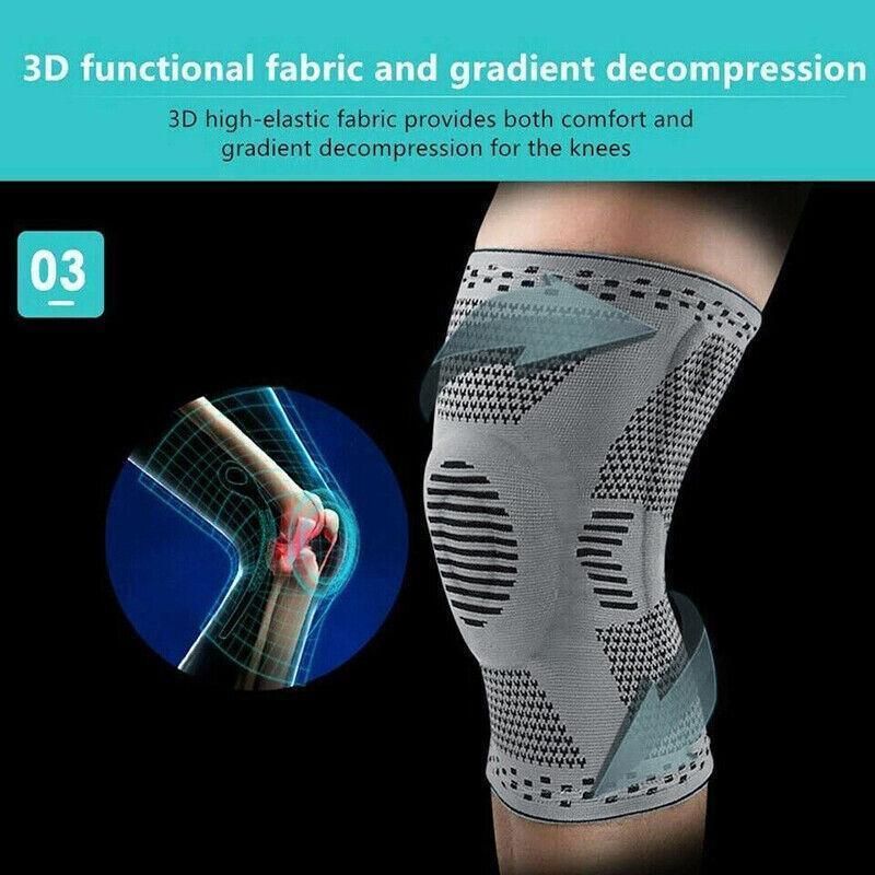 Blue Knee Brace Knee Compression Sleeve Professional Sports Silicone Knee view 5
