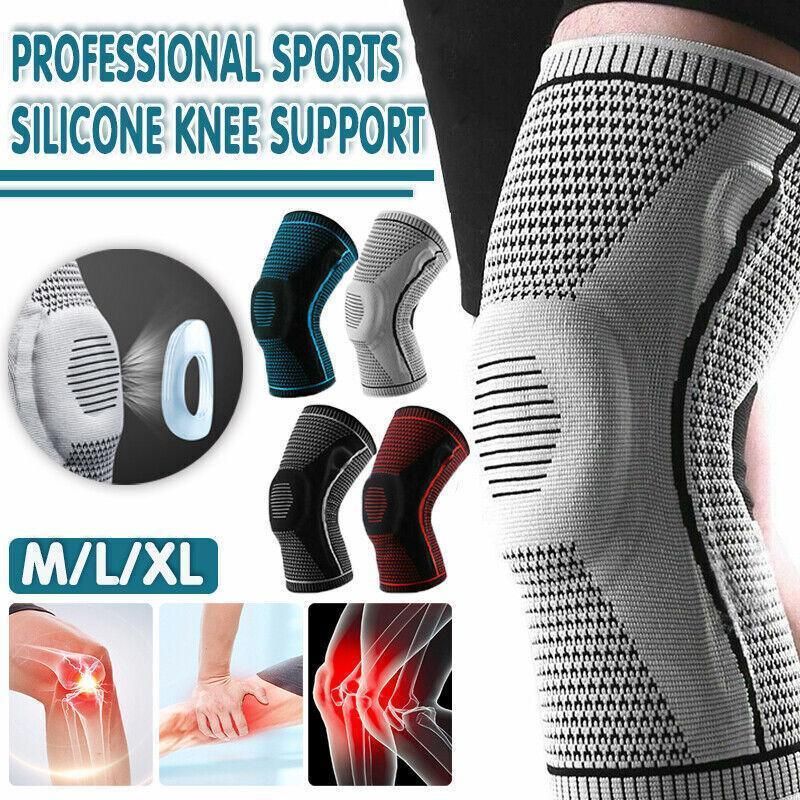Red Knee Brace Knee Compression Sleeve Professional Sports Silicone Knee view 2