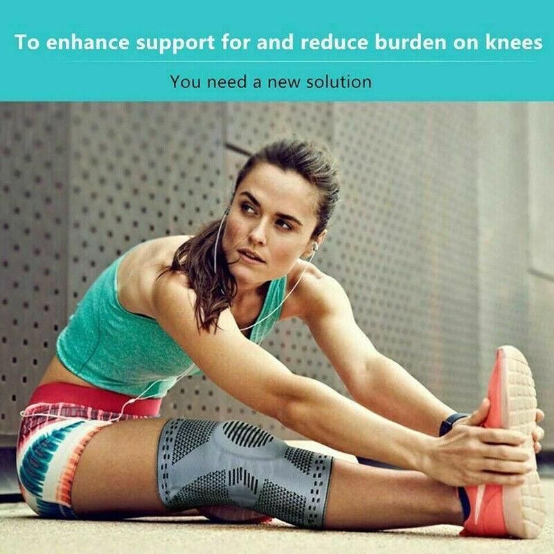 Red Knee Brace Knee Compression Sleeve Professional Sports Silicone Knee view 3