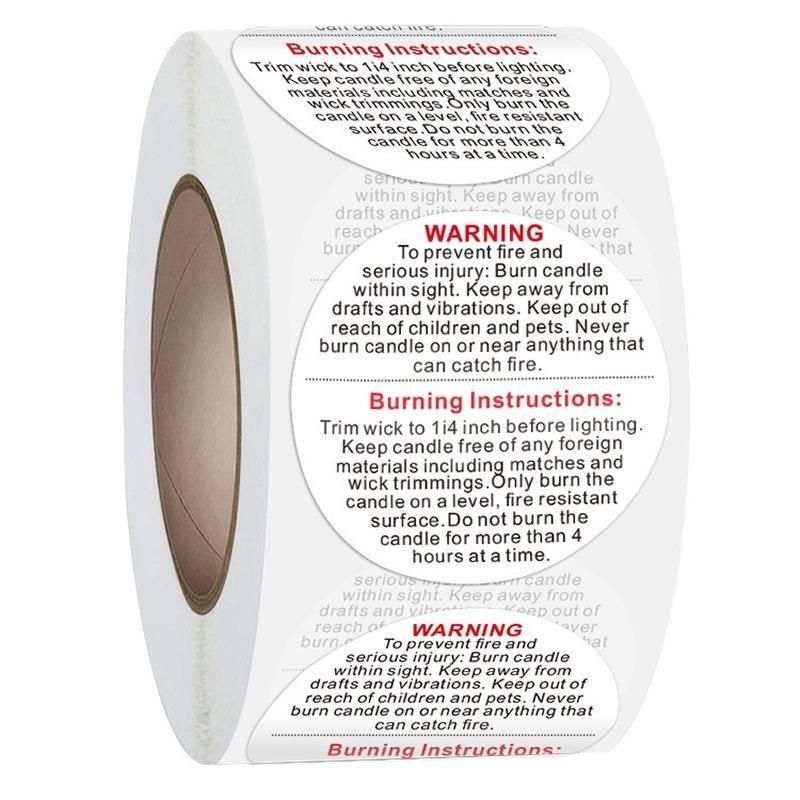 500PCS Candle Warning Labels Roll Round Stickers for Jars Wax Melts Containers view 2