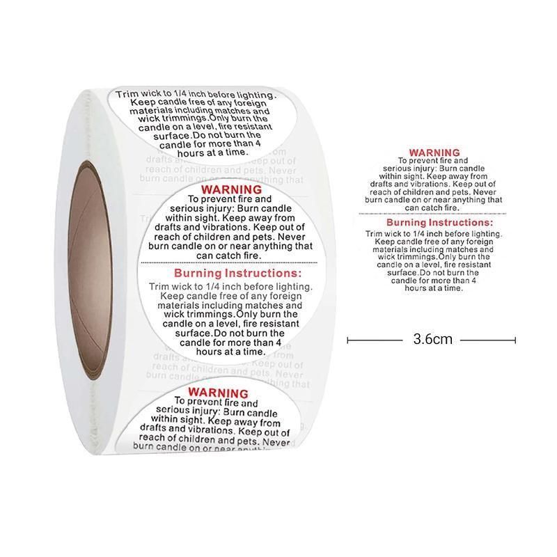 500PCS Candle Warning Labels Roll Round Stickers for Jars Wax Melts Containers view 3