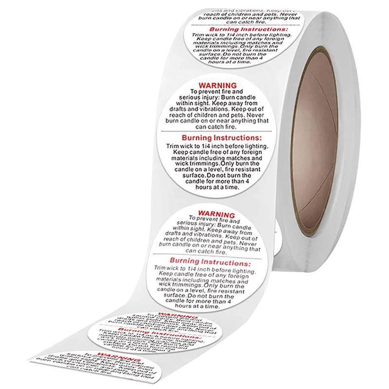500PCS Candle Warning Labels Roll Round Stickers for Jars Wax Melts Containers view 4