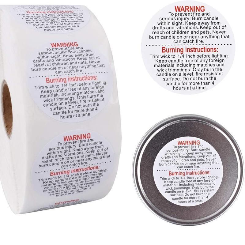 500PCS Candle Warning Labels Roll Round Stickers for Jars Wax Melts Containers view 7