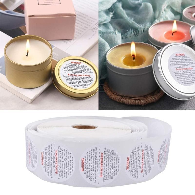 500PCS Candle Warning Labels Roll Round Stickers for Jars Wax Melts Containers view 12
