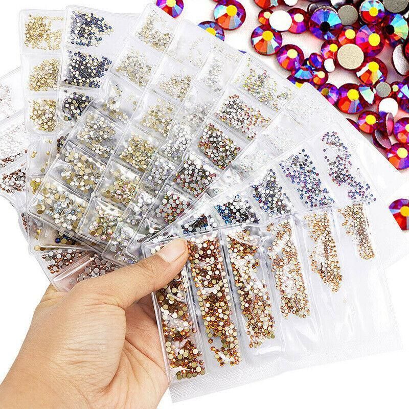 1440Pcs Glitter Rhinestones Crystal Clear Flat Bottom Glass Nail Art Nail view 7