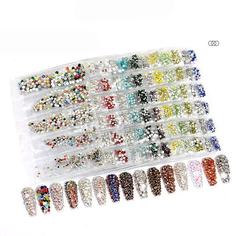 1440Pcs Glitter Rhinestones Crystal Clear Flat Bottom Glass Nail Art Nail view 8