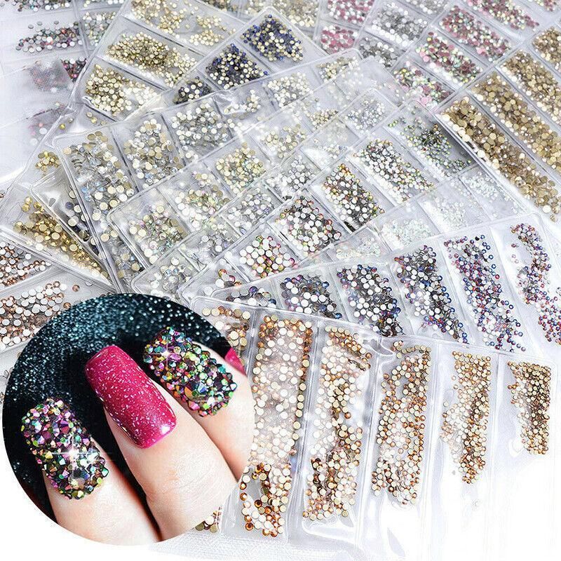 1440Pcs Glitter Rhinestones Crystal Clear Flat Bottom Glass Nail Art Nail view 9