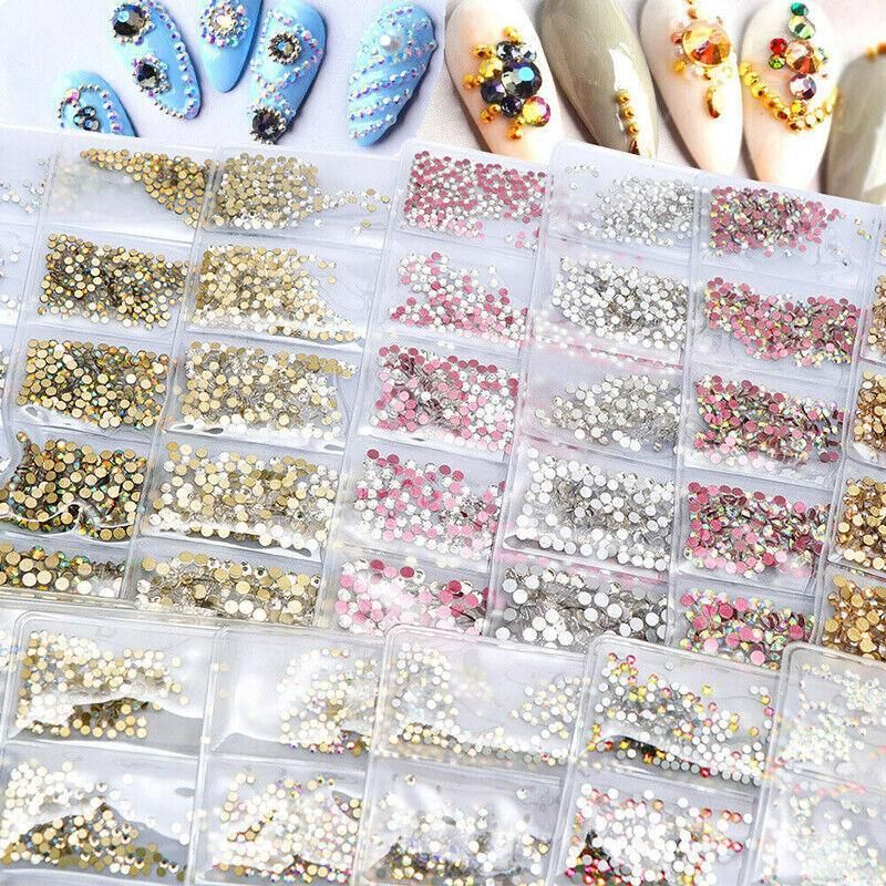 1440Pcs Glitter Rhinestones Crystal Clear Flat Bottom Glass Nail Art Nail view 10