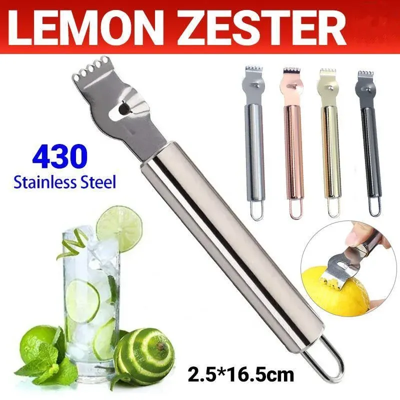 Lemon Zester Grater Knife Tool Stainless Steel with Channel Garnish Citrus view 2