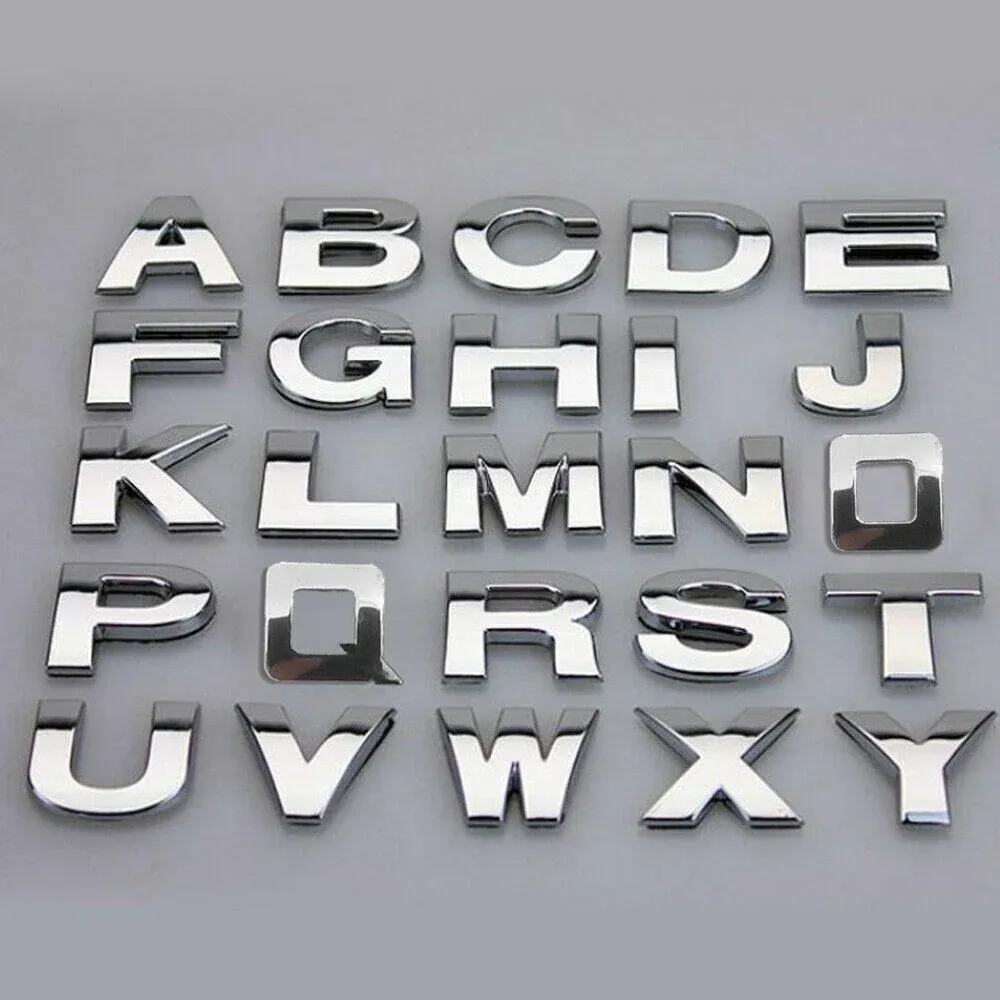 A-Z Alphabet Letters Car Sticker Self Adhesive Auto Badge Emblem 3D Chrome view 9
