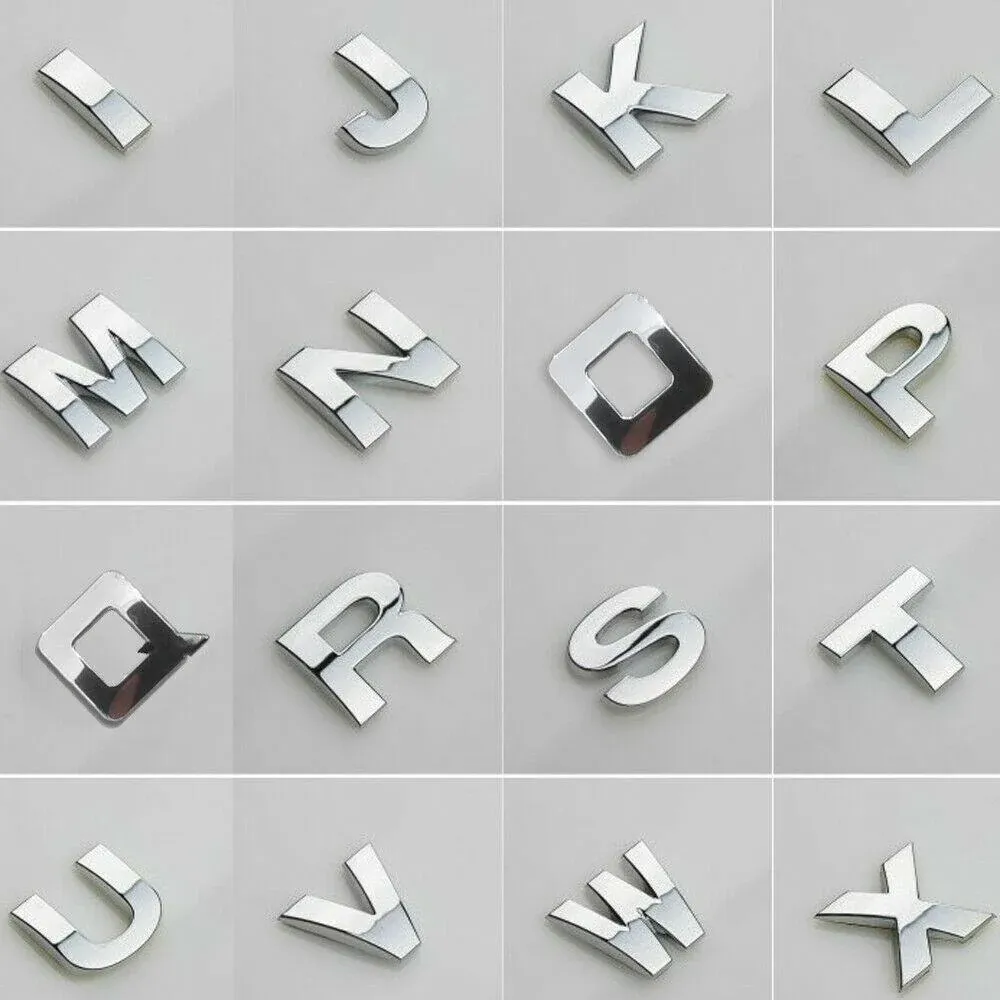 A-Z Alphabet Letters Car Sticker Self Adhesive Auto Badge Emblem 3D Chrome view 5