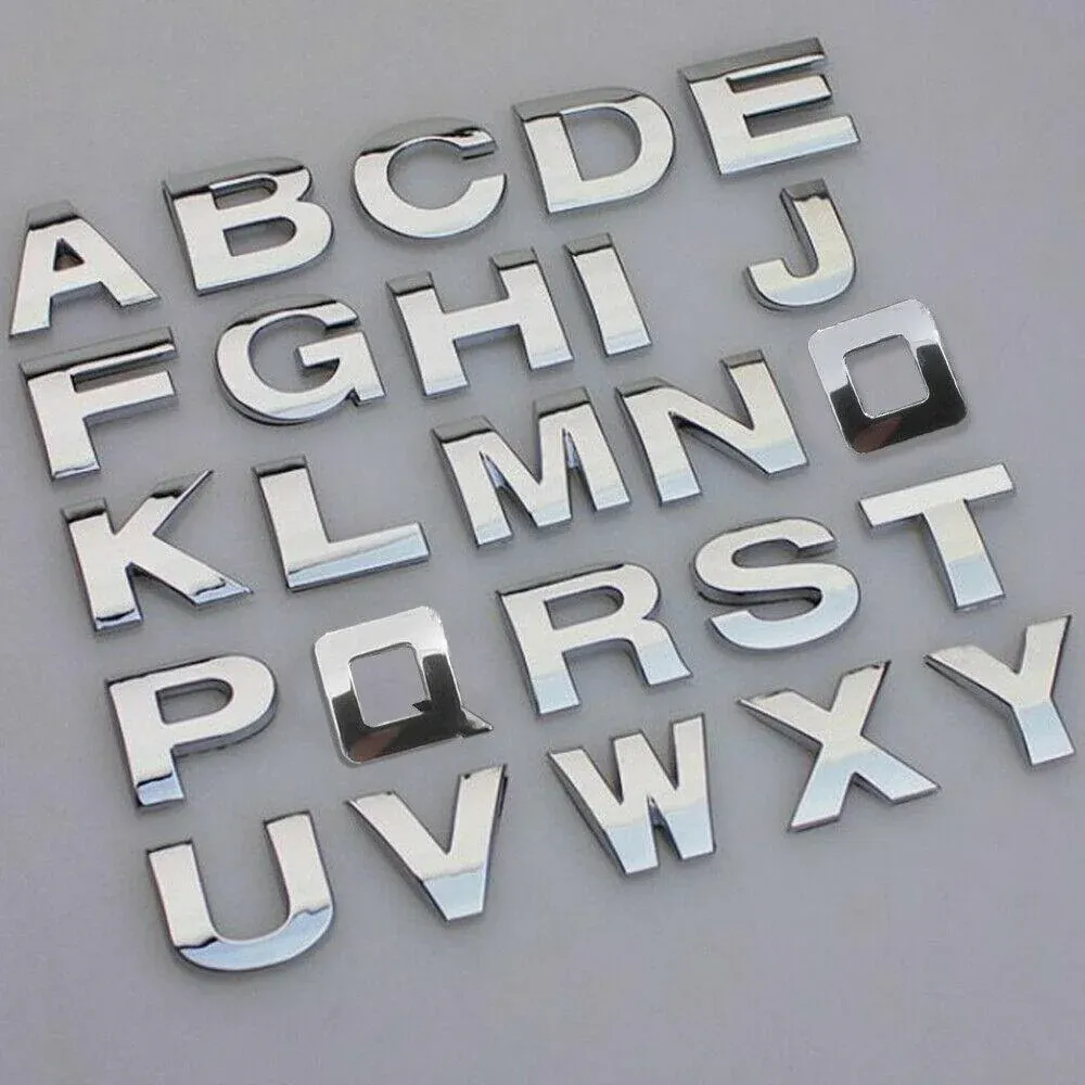 A-Z Alphabet Letters Car Sticker Self Adhesive Auto Badge Emblem 3D Chrome view 13
