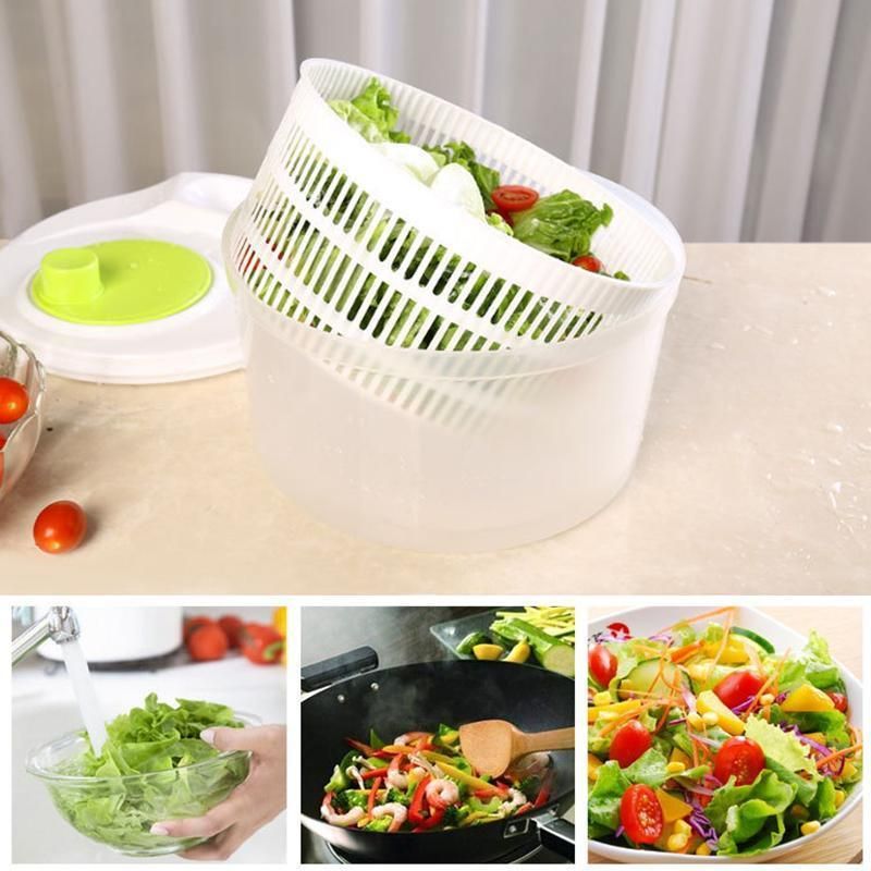 Large Salad Spinner 3L Vegetable Washer Dryer Bowl for Lettuce Spinach Broccoli view 5