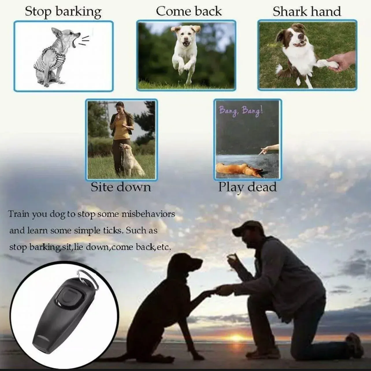 Dog Whistle and Clicker Set for Training Stop Barking Obedience Tool Combo view 7
