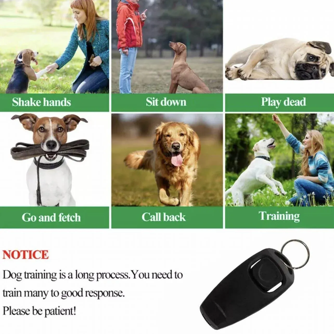 Dog Whistle and Clicker Set for Training Stop Barking Obedience Tool Combo view 9