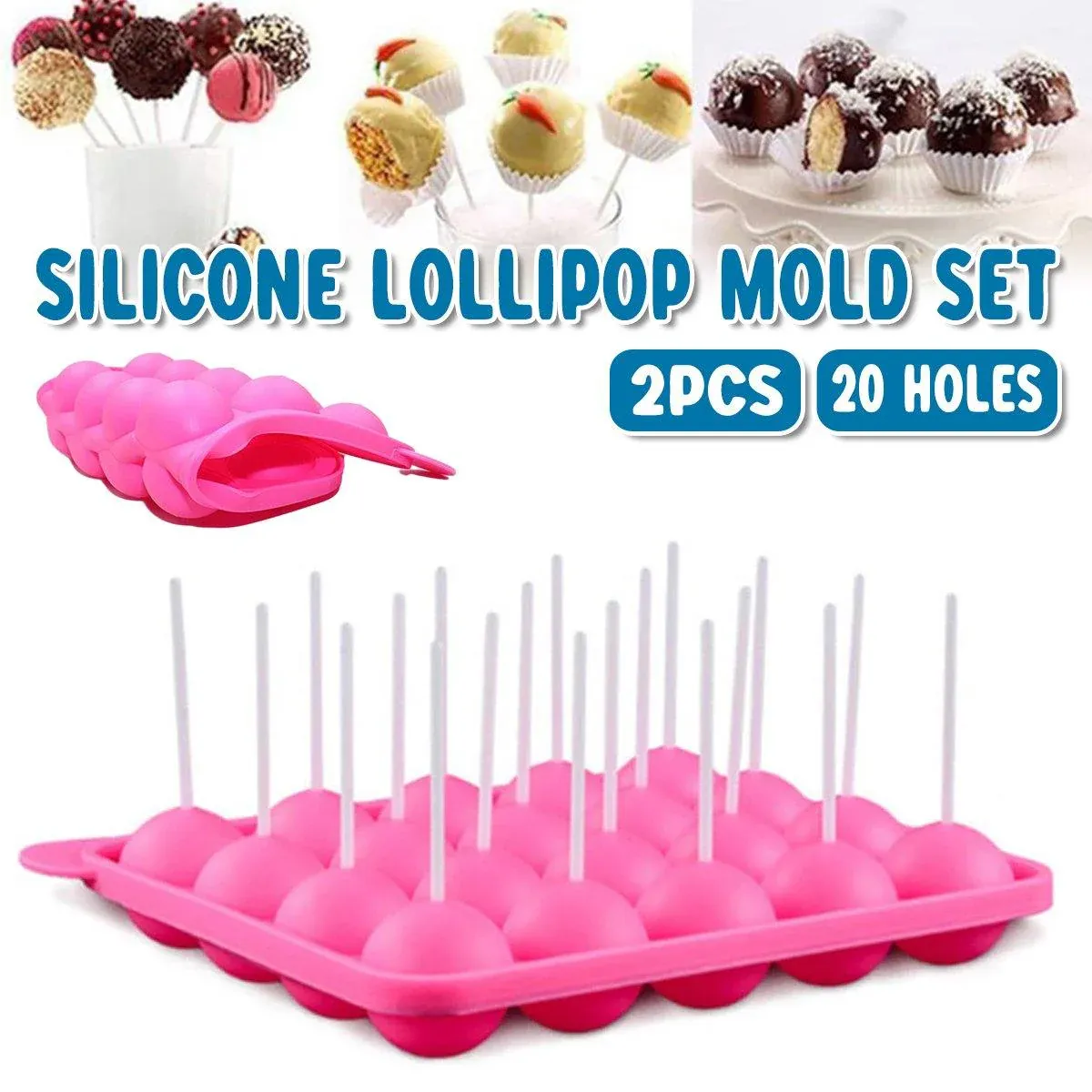 2pcs 20 Holes Round Silicone Moulds for Lollipop Candy Making Baking Tools