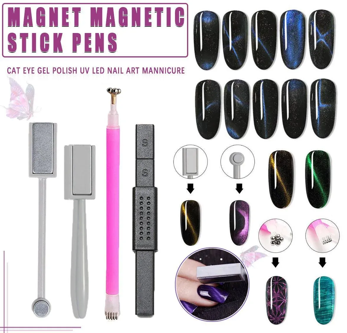 Nail Art Cat Eye Effect Stick for UV Gel Polish Design Tool for Manicure view 2