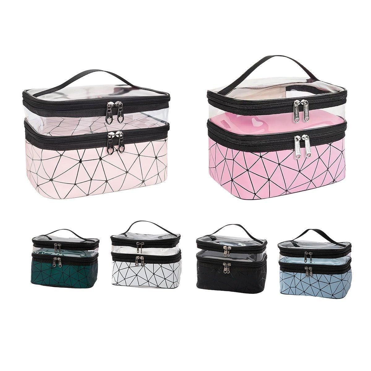 Portable Double-Layer Large Capacity Waterproof Cosmetic Bag Travel Toiletry view 3