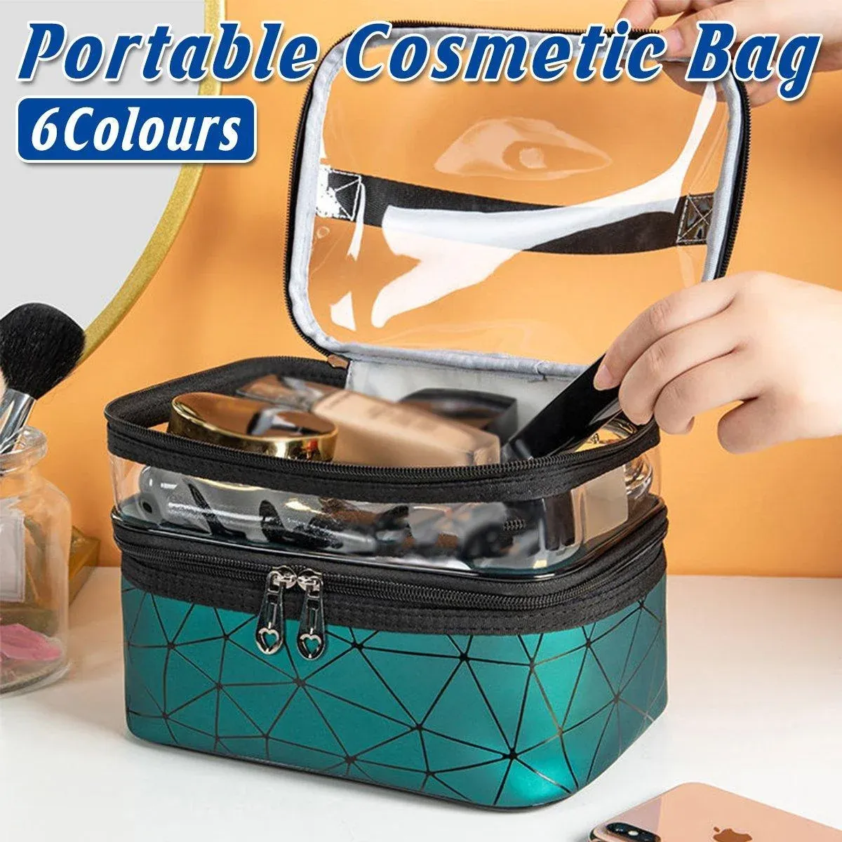 Portable Double-Layer Large Capacity Waterproof Cosmetic Bag Travel Toiletry view 14